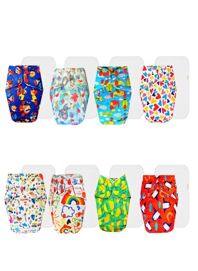 Dumbledo Premium Cloth Diaper with Cotton Insert (Pack of 8) | Soft & Gentle | Reusable & Washable | Adjustable Snaps | Designed by Moms | 3 Months - 3 Years | Unisex Baby - Image 1