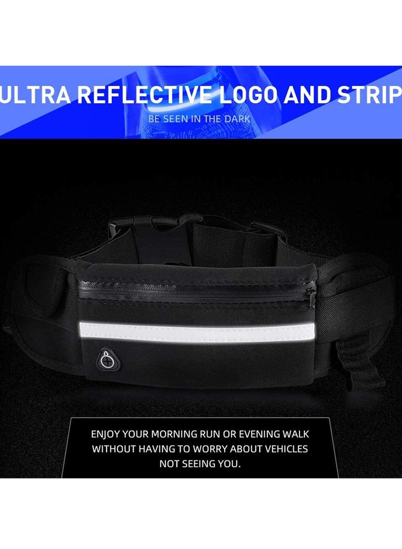 SOLARAE 2 Pack Running Pouch Belt Waist Pack Bag Adjustable Workout Gym Fa nny Pack Bounce Free Jogging Pocket Belt with Large Capacity for Running Outdoor Exercise Black and Blue - Image 5