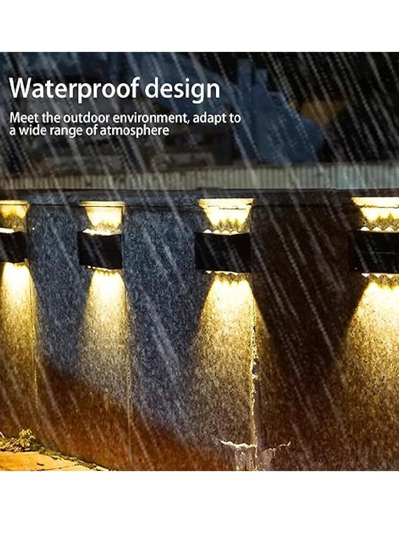 يوويل 6 قطع 10 مصابيح LED تعمل بالطاقة الشمسية لأعلى ولأسفل، مصابيح LED خارجية مقاومة للماء، مصابيح سياج شمسية للأماكن الخارجية والحديقة والفناء والأسوار الممرات وتزيين الممرات الشمسية وإضاءة مقاومة للماء  - Image 4