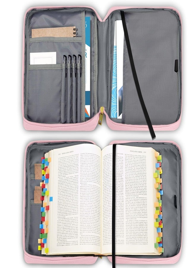 GUEER Bible Cover for Women, Bible Holder, Bible Cover Carrier Carrying Organizer Bag, God is Within Her She Will Not Fall, Zipper and Pockets for Standard Size Bible, Gift for Women（Pink Leaves） - Image 4