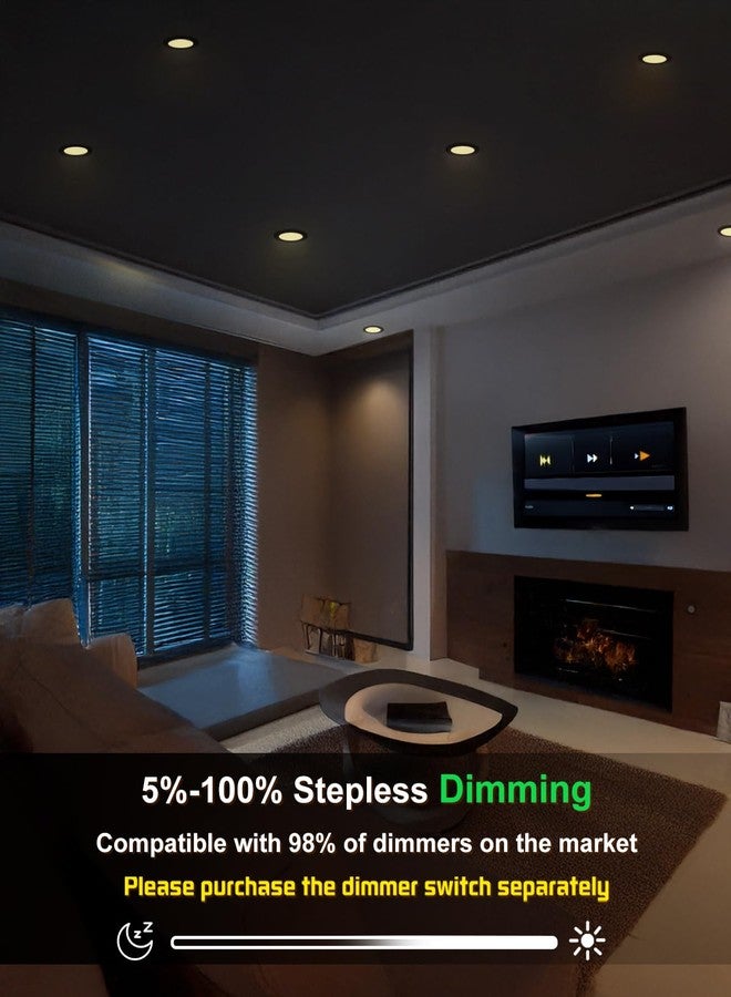 zouzai 6 Pack 6 Inch Black 5CCT Ultra-Thin LED Recessed Ceiling Light with Junction Box 2700K/3000K/3500K/4000K/5000K Selectable, 12W Dimmable, led can Lights ETL and Energy Star Certified - Image 3