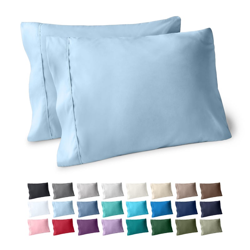 Bare Home Microfiber Pillow Cases - King Size Set of 2 - Cooling Pillowcases - Double Brushed - Light Blue Pillowcases 2 Pack - Easy Care (King Pillowcase Set of 2, Light Blue) - Image 1