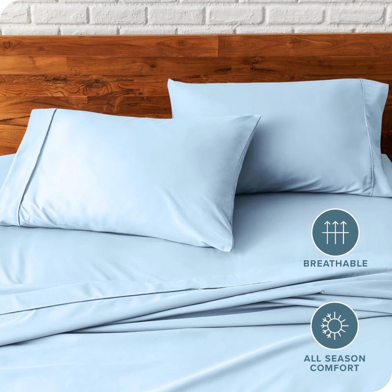Bare Home Microfiber Pillow Cases - King Size Set of 2 - Cooling Pillowcases - Double Brushed - Light Blue Pillowcases 2 Pack - Easy Care (King Pillowcase Set of 2, Light Blue) - Image 5