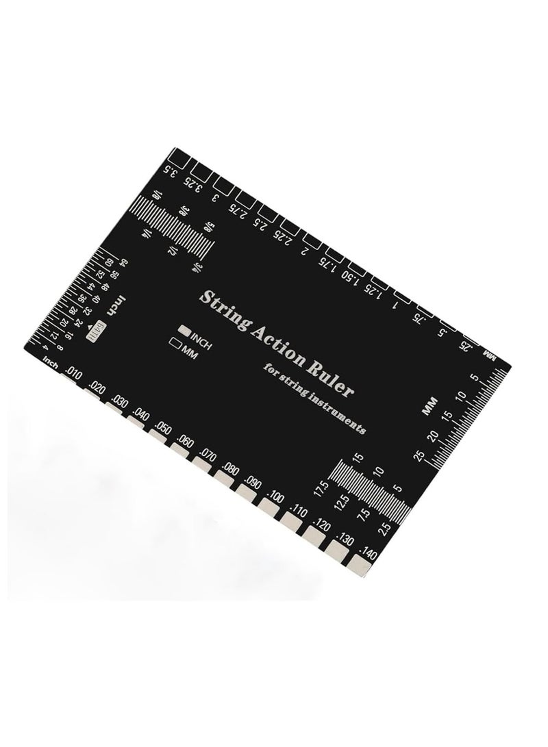 SYOSI Guitar String Action Gauge, String Height Measurement Tool for Electric Acoustic Bass Guitars, Precision Setup Ruler for Luthiers Musicians and Guitar Technicians, Durable Black - Image 1