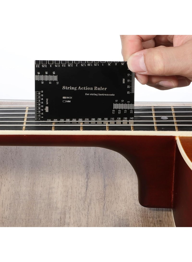 SYOSI Guitar String Action Gauge, String Height Measurement Tool for Electric Acoustic Bass Guitars, Precision Setup Ruler for Luthiers Musicians and Guitar Technicians, Durable Black - Image 5