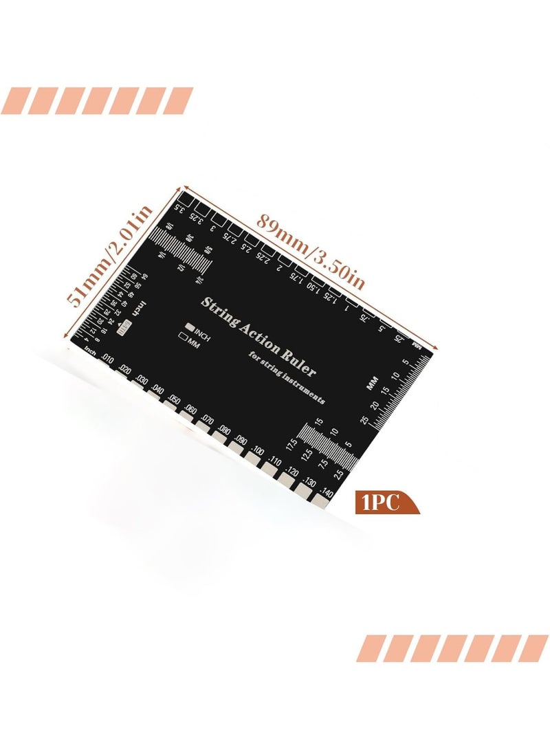 SYOSI Guitar String Action Gauge, String Height Measurement Tool for Electric Acoustic Bass Guitars, Precision Setup Ruler for Luthiers Musicians and Guitar Technicians, Durable Black - Image 2