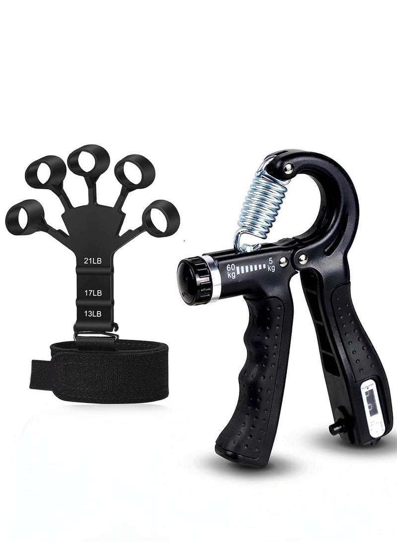 HW Hand Grip Strengthener Trainer Kit - Hand Strengthener & Grip Strength Kit - Forearm Grip Adjustable Resistance - Finger Stretcher, Hand Gripper, Finger Exerciser for Men/Women - Image 1