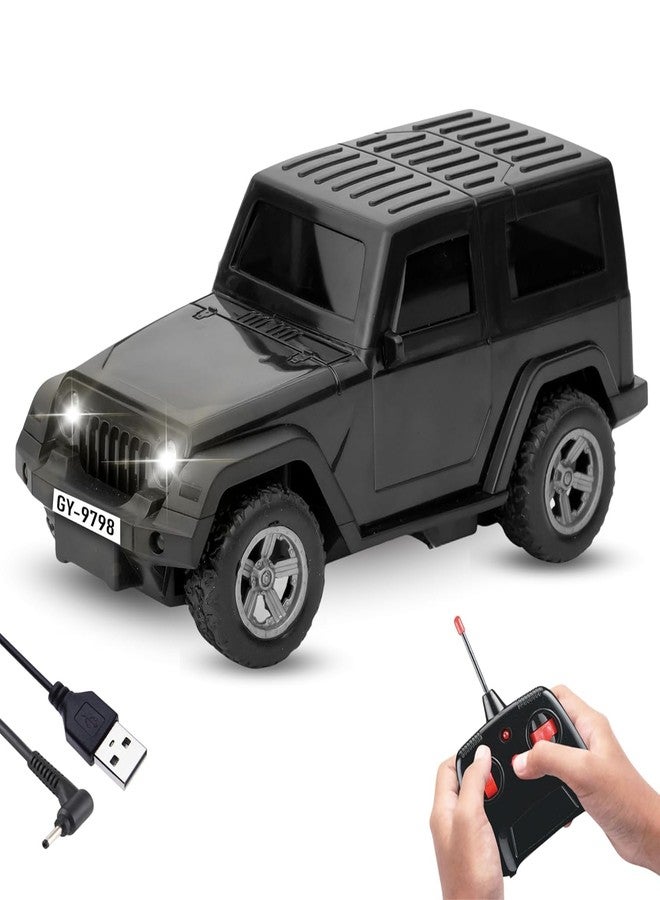 BRAVIADECOR BRAVIA Thar Remote Control Car for Kids | Rc Rechargeable Toy 1:24 Scale with Extra Tyre, Lights & Music | High-Speed Off-Road Vehicle | Kids Toys (Ages 3-6) | Black - 57 - Image 2