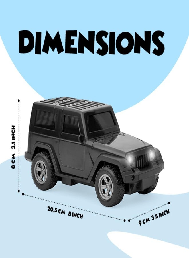 BRAVIADECOR BRAVIA Thar Remote Control Car for Kids | Rc Rechargeable Toy 1:24 Scale with Extra Tyre, Lights & Music | High-Speed Off-Road Vehicle | Kids Toys (Ages 3-6) | Black - 57 - Image 5