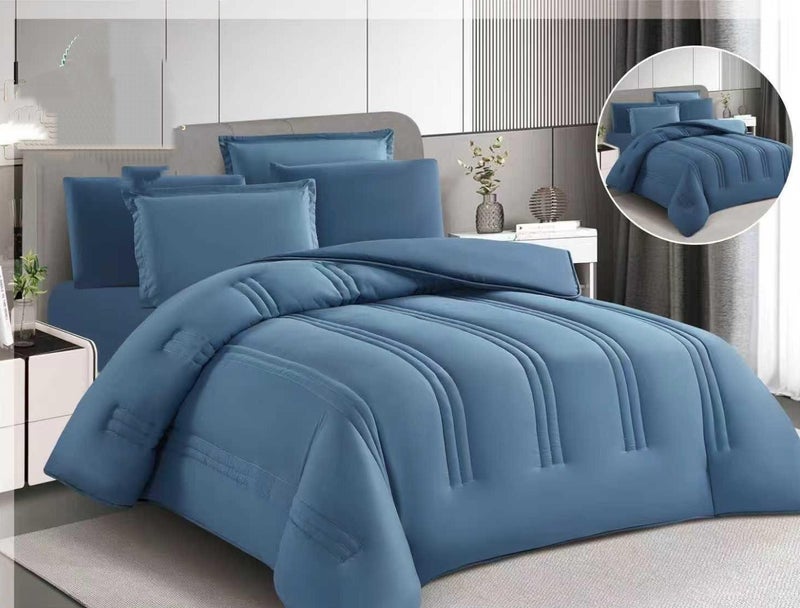 Double bed sheet set, 6 pieces, plain, original, puffy, microfiber, high quality