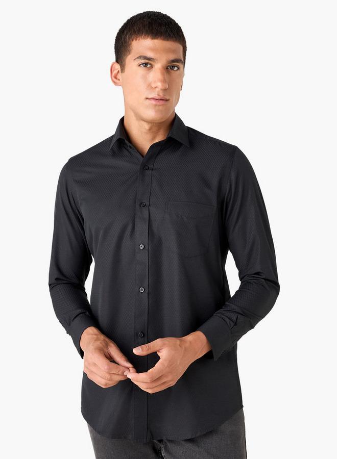 سبلاش فيڤ قميص بياقة بتصميم مضلع بقصة عادية وجيب على الصدر - Image 1