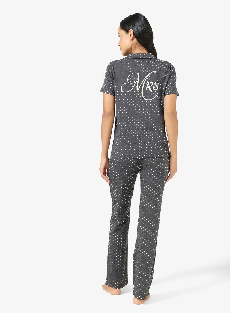 Ginger Button Down Printed Shirt & Pyjama Set - Image 2