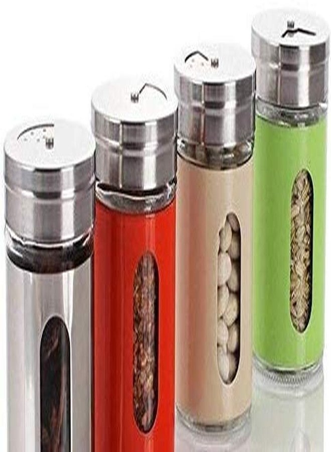 Maha Salt and Pepper Shaker (Glass and Steel) Pack of 4 Random Color - Image 2