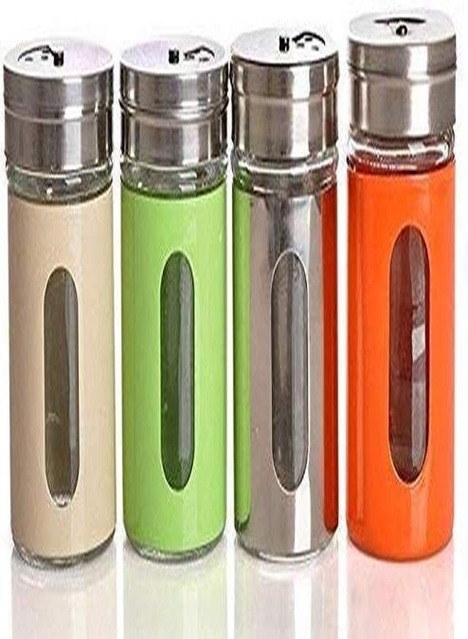 Maha Salt and Pepper Shaker (Glass and Steel) Pack of 4 Random Color - Image 1