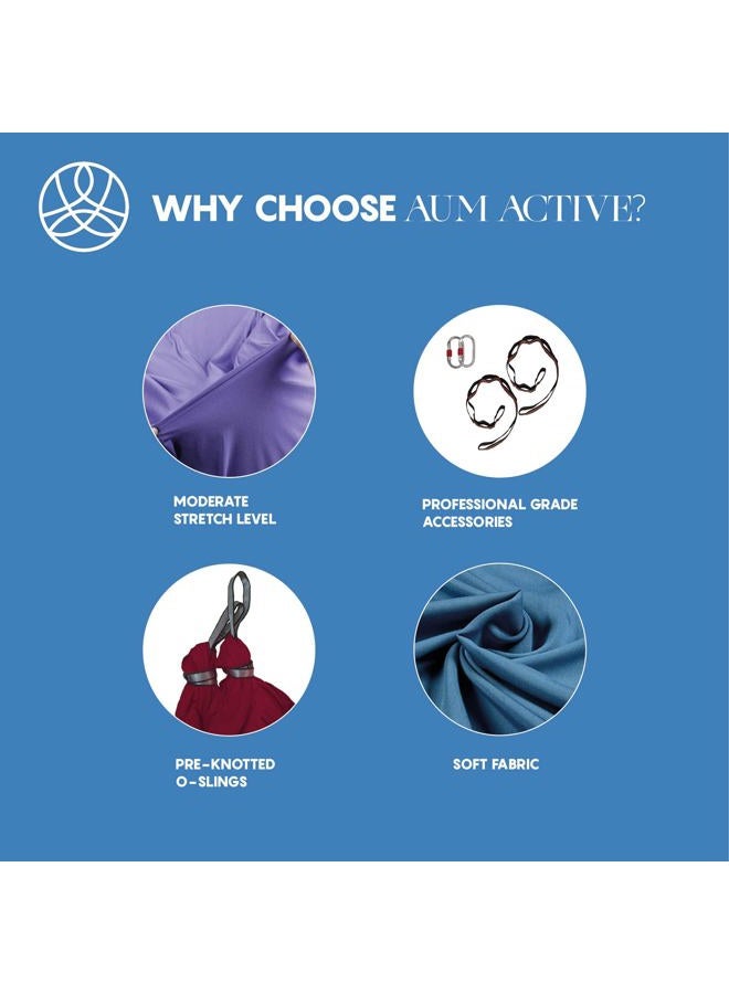 Aum Active Aerial Yoga Hammock - Durable Silk With Extension Straps, Carabiners, And Pose Guide Silks For Home, Antigravity Yoga, Inversion Exercises, Starter Kit All Levels - Image 5