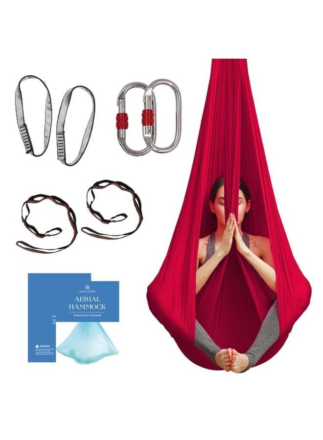 Aum Active Aerial Yoga Hammock - Durable Silk With Extension Straps, Carabiners, And Pose Guide Silks For Home, Antigravity Yoga, Inversion Exercises, Starter Kit All Levels - Image 1