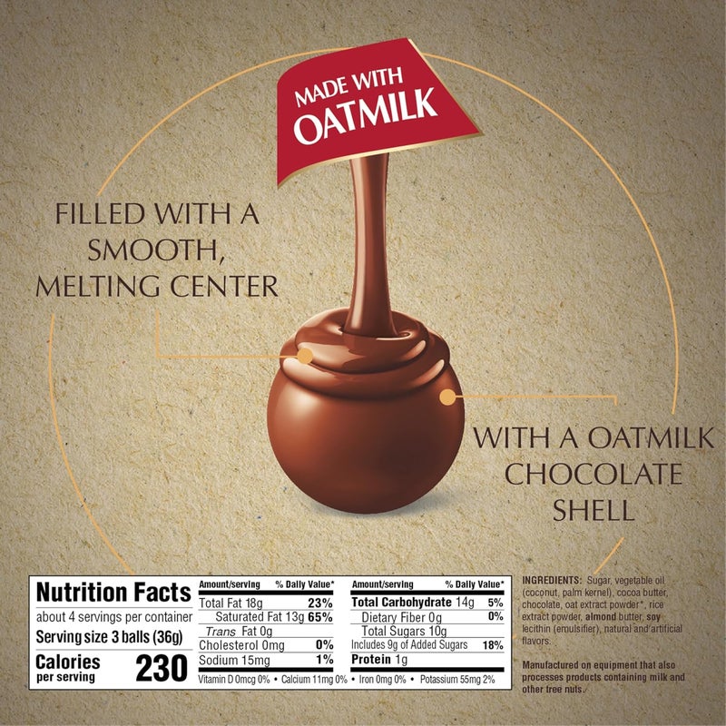 Lindt LINDOR OatMilk Chocolate Truffles - Non-Dairy Chocolate Candy with Smooth Melting Center, 5.1 oz - Image 5