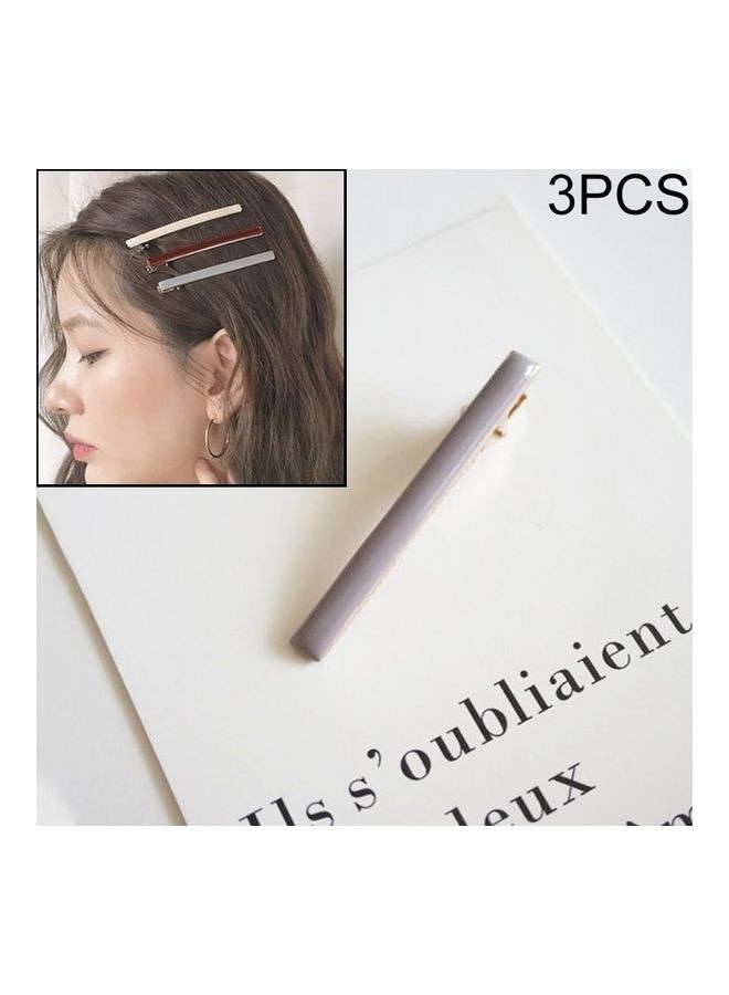 BGM 3-Piece Solid Metal Barrettes Female Elegant Headbands Lady Hairpins Light gray - Image 1