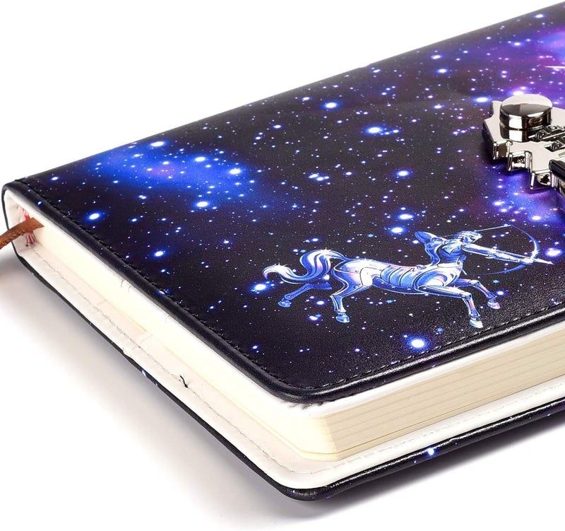 ARRLSDB A5 Creative Password Lock Journal PU Leather Combination Lock Diary Locking Diary Notepad (Sagittarius) - Image 4