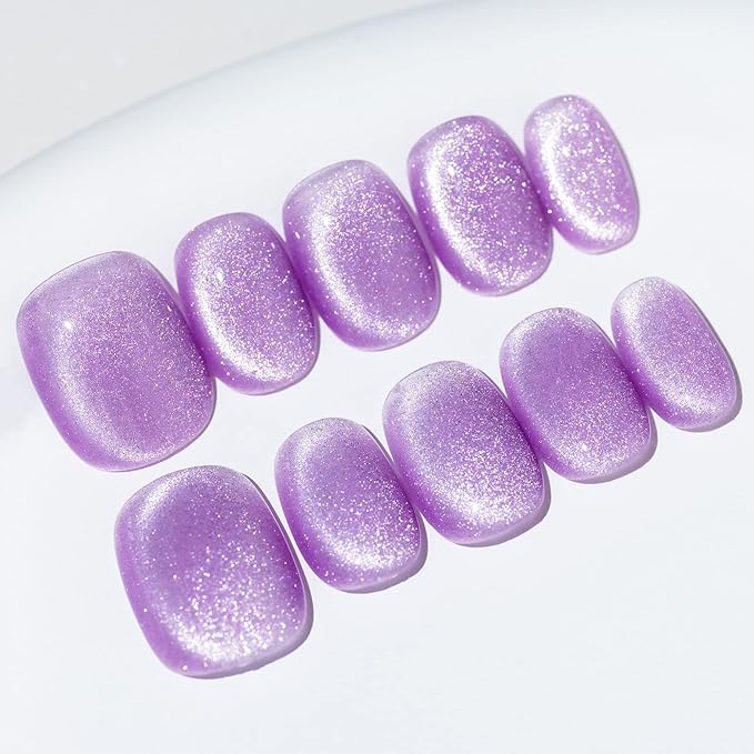 Sun&Beam Nails SunBeam Nails Handmade Presson Medium Long Amlond Red Ruby Magnet False Nail Tips Design Fashionable 10 Pcs Set 162 L - Image 1