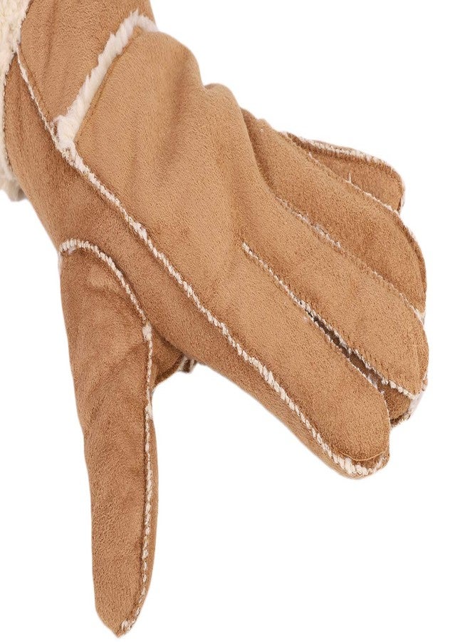 MioCloth Winter Warm Thermal Suede Leather Fleece Lining Driving Gloves Xmas Gift Men Khaki - Image 2