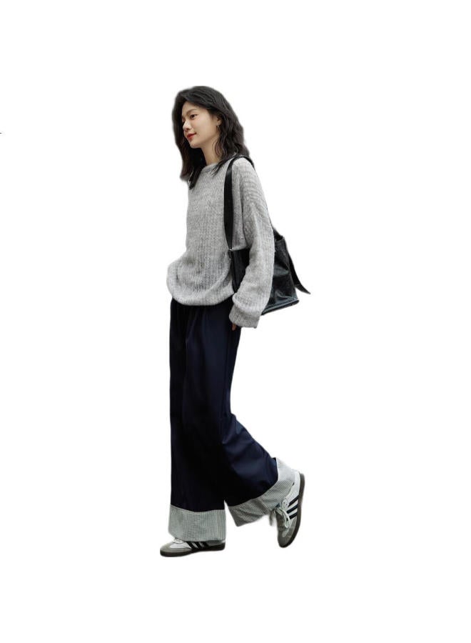 dme Demana [Containing Wool] Spring Lightweight Striped Hollow-Out Round Neck Sweater, High Elasticity Comfortable Knit Top For Women - Image 3