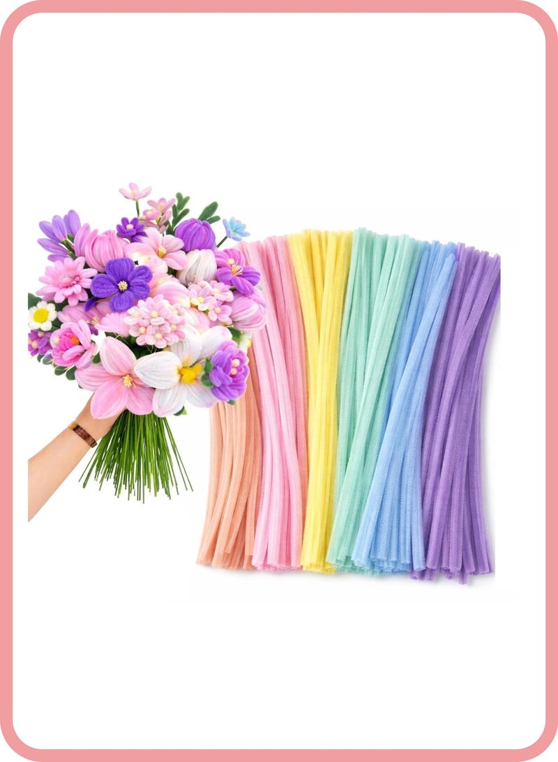 Chenille Stems 200 Pcs, Pipe cleaners for DIY Arts and Crafts, 6 mm,8 random colors, Fluffy Sticks for School Projects and Home Decor - Image 1