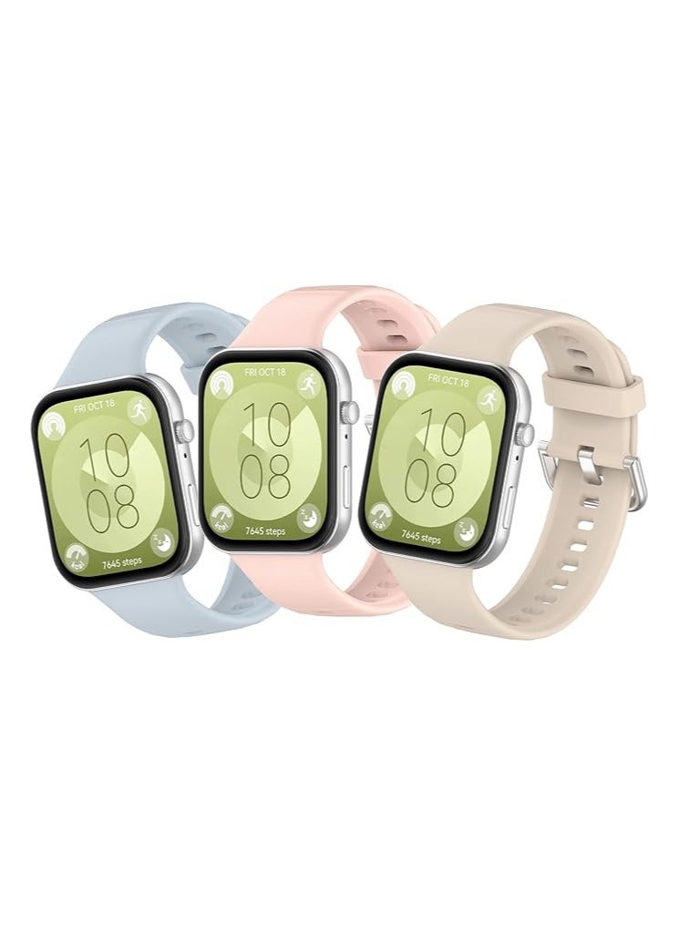 3 Wristbands Compatible with Huawei Watch Fit3 Accessories for Watches Soft Silicone Sports Wristbands Comfortable Breathable Replacement for Huawei Watch Fit 3 Men Women Bracelets - Image 1
