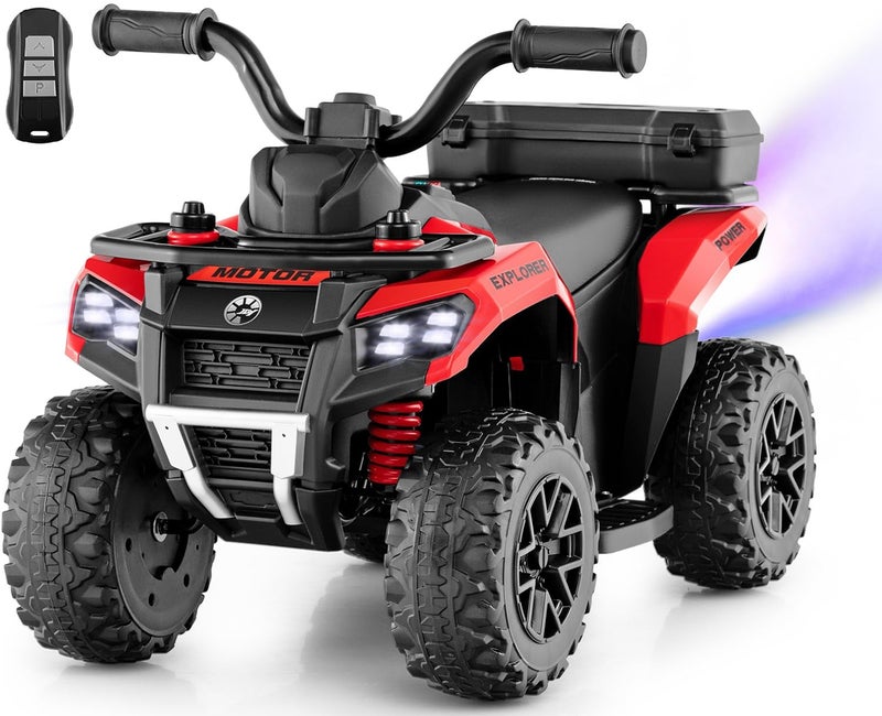 OLAKIDS Kids ATV with Spray Function Remote Control Storage Trunk 6V Toddler Ride on Toy Red - Image 3