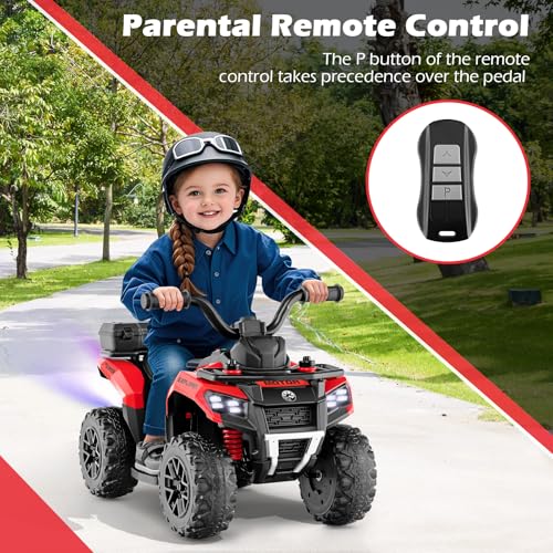 OLAKIDS Kids ATV with Spray Function Remote Control Storage Trunk 6V Toddler Ride on Toy Red - Image 5