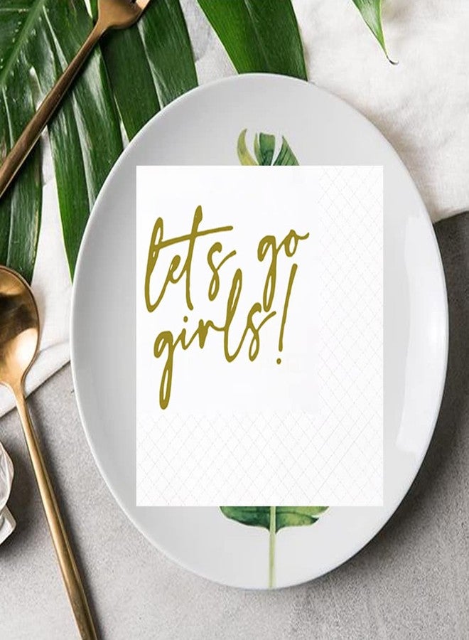 Geloar LETS GO GIRLS Cocktail Napkins, 100 Pack Gold LETS GO GIRLS Cowgirl Disco Last Rodeo Nashville Bachelorette Party Napkins for Bridesmaid Bridal Shower Wedding Table Decor | 2-Ply, 5x5 Inches - Image 4