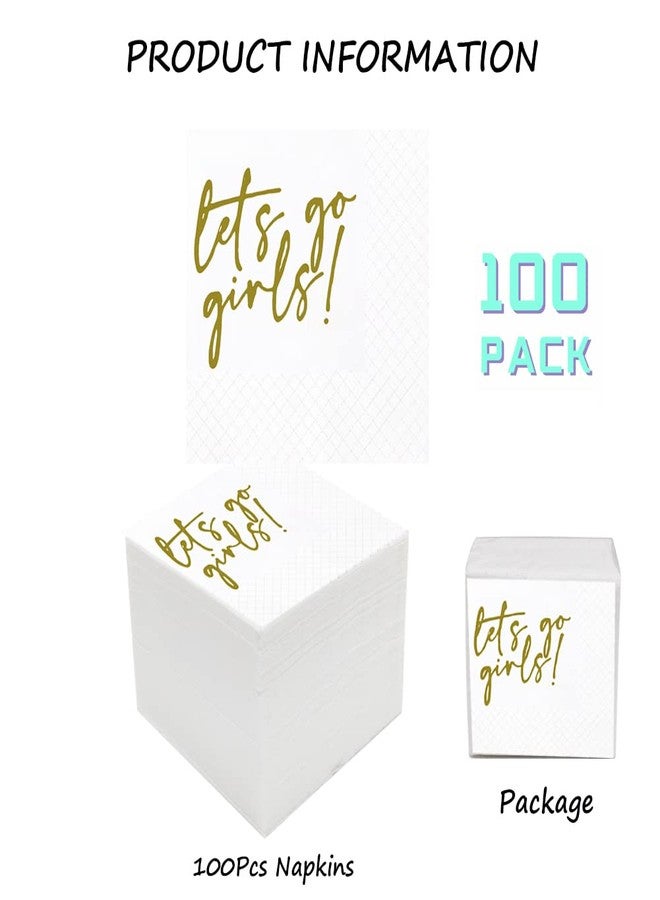 Geloar LETS GO GIRLS Cocktail Napkins, 100 Pack Gold LETS GO GIRLS Cowgirl Disco Last Rodeo Nashville Bachelorette Party Napkins for Bridesmaid Bridal Shower Wedding Table Decor | 2-Ply, 5x5 Inches - Image 2