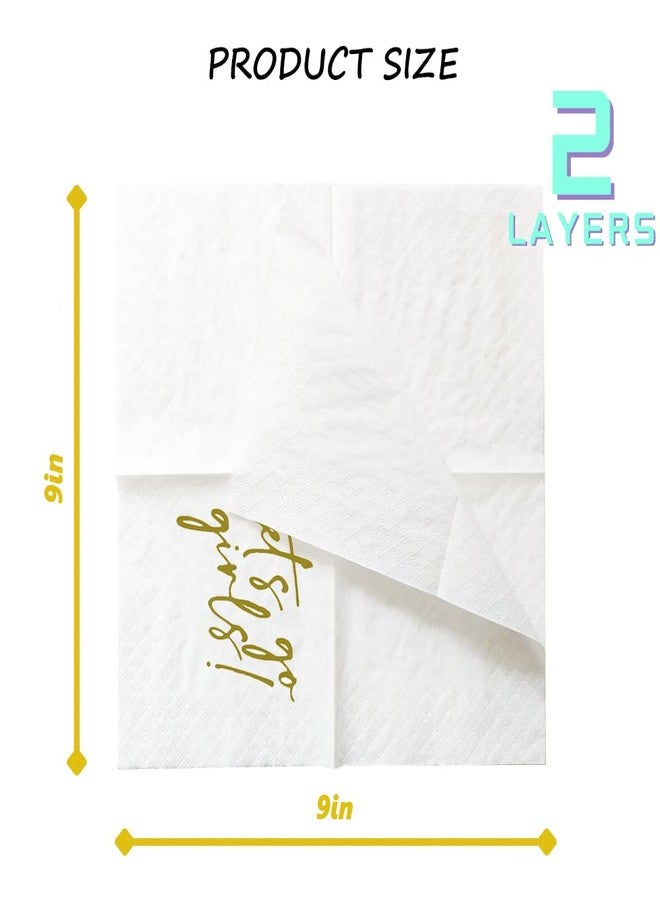 Geloar LETS GO GIRLS Cocktail Napkins, 100 Pack Gold LETS GO GIRLS Cowgirl Disco Last Rodeo Nashville Bachelorette Party Napkins for Bridesmaid Bridal Shower Wedding Table Decor | 2-Ply, 5x5 Inches - Image 3