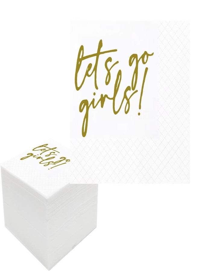 Geloar LETS GO GIRLS Cocktail Napkins, 100 Pack Gold LETS GO GIRLS Cowgirl Disco Last Rodeo Nashville Bachelorette Party Napkins for Bridesmaid Bridal Shower Wedding Table Decor | 2-Ply, 5x5 Inches - Image 1