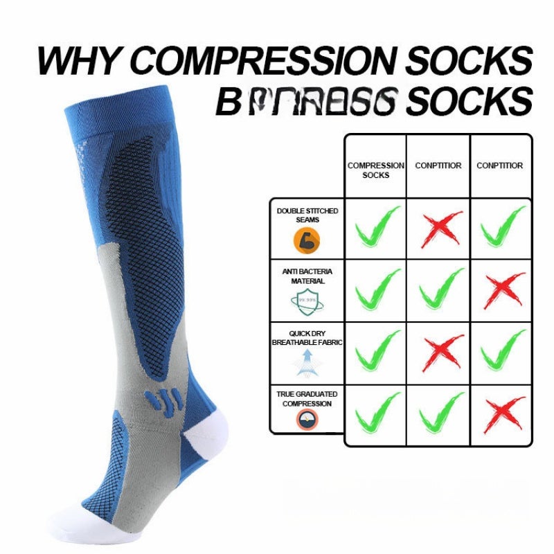 White Compression Socks: Long Tube Elastic Design - Fine Fabric Solid Color Socks for Sports Use - Image 3