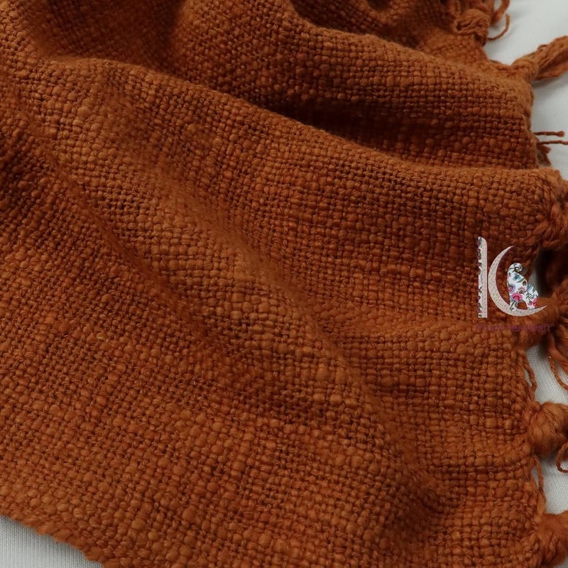 Cotton Sofa Throw 50 x 70 Inches Handmade Throw Cotton Color Brown Pack of 1 RDYTH00001 - Image 5