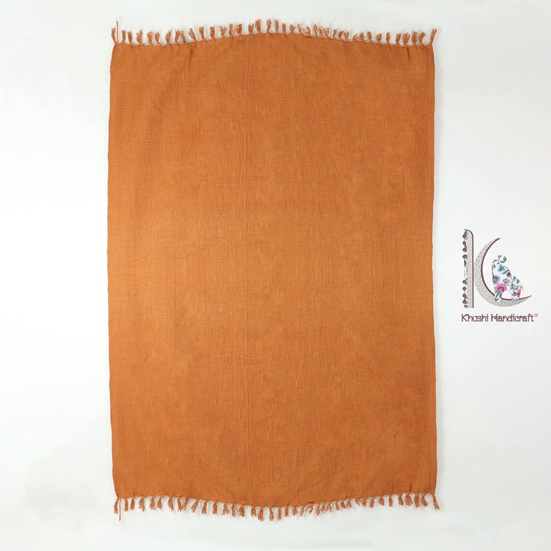 Cotton Sofa Throw 50 x 70 Inches Handmade Throw Cotton Color Brown Pack of 1 RDYTH00001 - Image 3