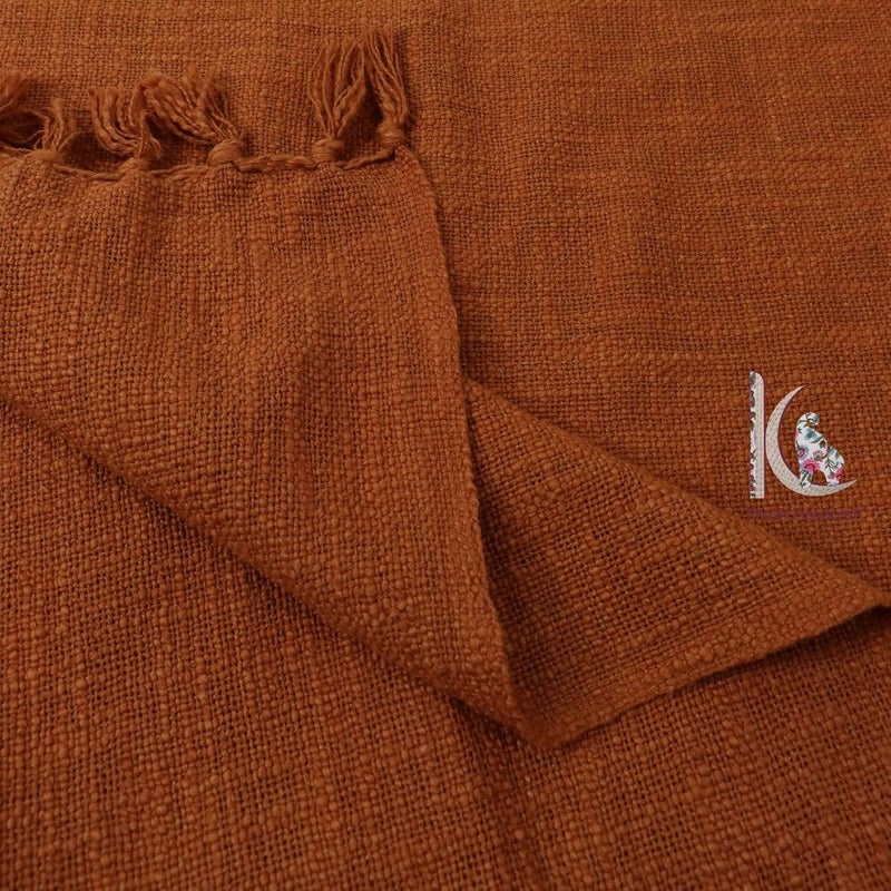 Cotton Sofa Throw 50 x 70 Inches Handmade Throw Cotton Color Brown Pack of 1 RDYTH00001 - Image 4