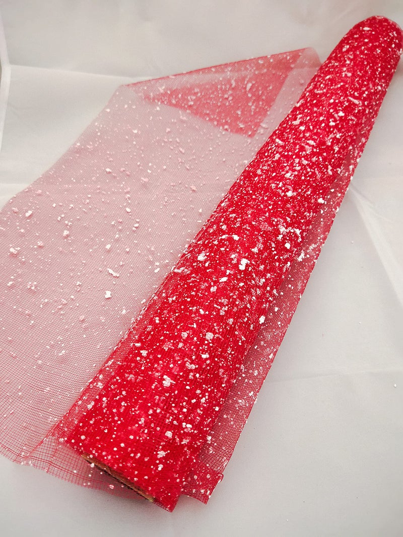 3A Featuretail 8ft Length/19in Width Snow Net Fabric Roll for Flowers Wrapping, Gift Wrapping, DIY Craft & Decoration (Red, 1 Roll) - Image 2