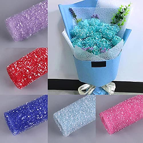 3A Featuretail 8ft Length/19in Width Snow Net Fabric Roll for Flowers Wrapping, Gift Wrapping, DIY Craft & Decoration (Red, 1 Roll) - Image 5