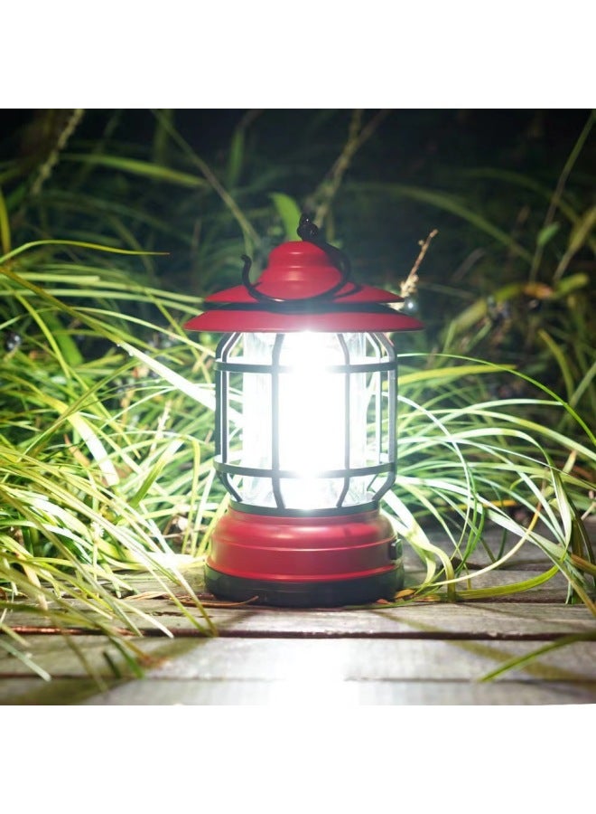 Explosions Outdoor Super Bright Rechargeable Lantern Outdoor Camping Retro Stall Portable Flashlight Lighting Tent Lamp-Color:[Ink Black] High-end With Charging  - Image 4