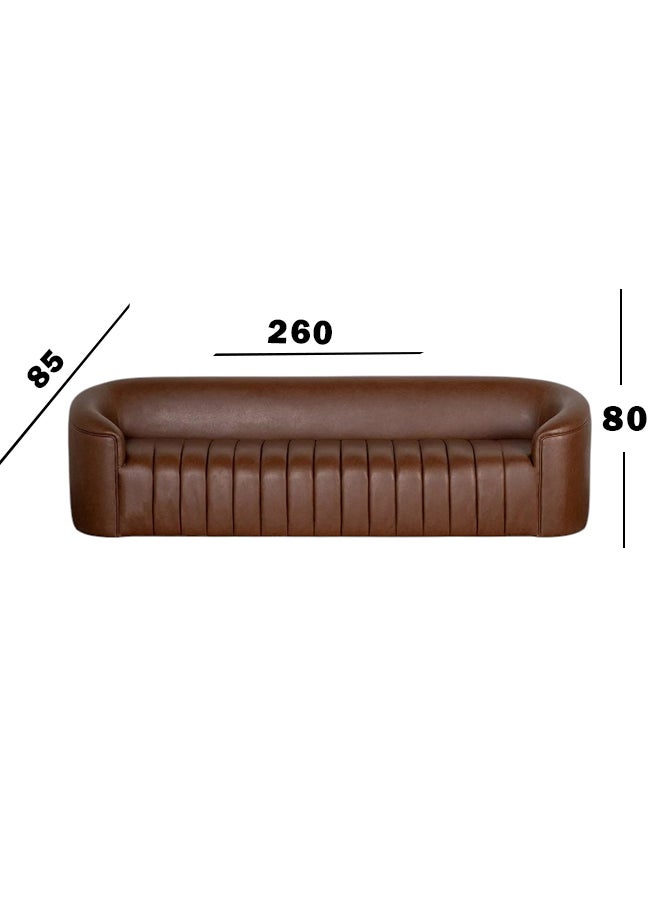 HomeJoyz | Royal The Luxe Cradle Sofa - Leather Fabric - Dark Brown - 260x85x80cm - Swedish Wood - Royal Luxe - Image 3