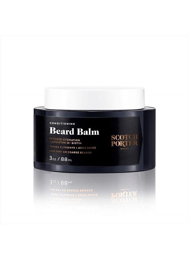 scotch porter Conditioning Beard Balm for Men | Hydrates, Smooths, Adds Shine & Tames Flyaway Hair | Formulated with Non-Toxic Ingredients, Free of Parabens, Sulfates & Silicones | Vegan | 3oz Jar  - Image 1