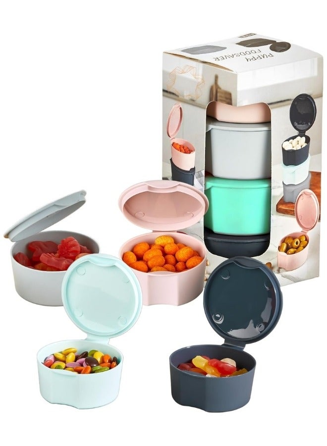 4 Pack Small Containers with Lids Snack Containers, Salad Dressing Containers, Reusable Small Plastic Food Storage Containers (115ml - Multicolor) - Image 1