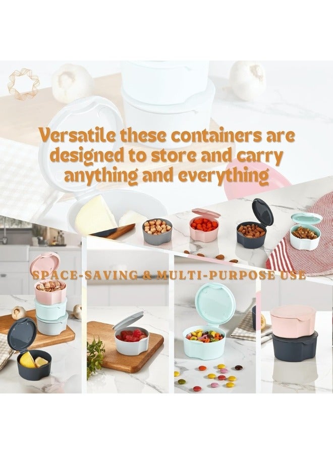 4 Pack Small Containers with Lids Snack Containers, Salad Dressing Containers, Reusable Small Plastic Food Storage Containers (115ml - Multicolor) - Image 4