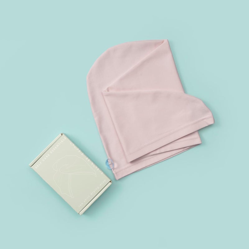 KISMETICS T-Shirt Hair Plopping Towel for All Textures - Cotton Blend Water Absorption Turban with Secure Button - Moisture Gentle Styling and Setting Wrap - Pink - Image 5