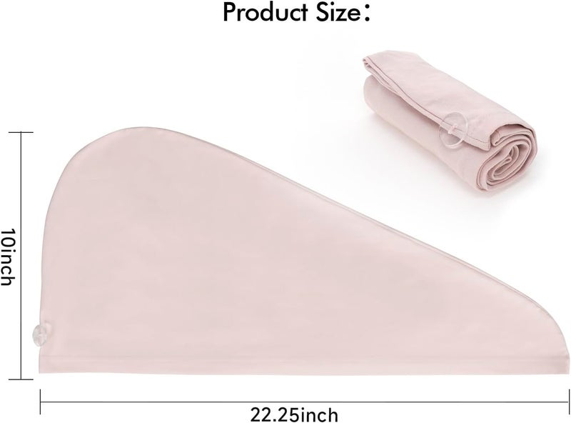 KISMETICS T-Shirt Hair Plopping Towel for All Textures - Cotton Blend Water Absorption Turban with Secure Button - Moisture Gentle Styling and Setting Wrap - Pink - Image 2