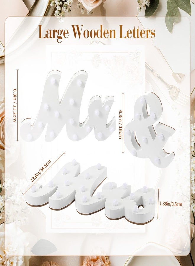 كانلير لوحة "السيد والسيدة" الريفية من كانليير لطاولة الزفاف، لوحة بيضاء كبيرة مضيئة مقاس 31 بوصة بأحرف خشبية، زينة "السيد والسيدة" لحفلات الزفاف والخطوبة، هدايا للذكرى السنوية والخطوبة - Image 2