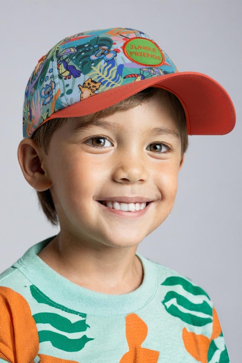 Milk & Moo Kids Cap for Ages 4-6, Cap for Boys, Jungle Themed Baseball Cap, Vibrant Colorful Design, Adjustable Velcro Strap, Breathable Material, Sun Protection Design – Made in Turkey  - Image 1