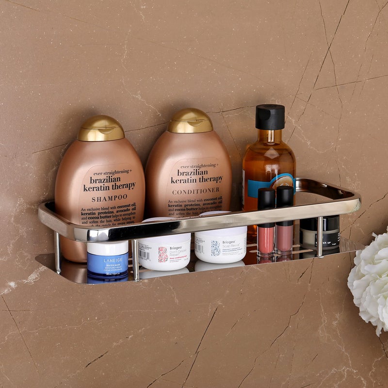 FORTUNE Stainless Stell Wall Mount Shelf Bathroom Multi-Functional Storage Shelf/Kitchen Shelf/Rack & Caddy Basket of (14 x 5 Inch) - Bathroom Accessores - Image 1